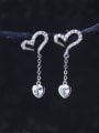 thumb S925 silver sweet heart-shaped zircon drop earring 0