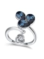 thumb Personalized Water Drop austrian Crystals Little Flower Alloy Ring 3