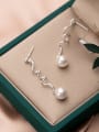 thumb 925 Sterling Silver With Platinum Plated Simplistic  Wave  Drop Earrings 3