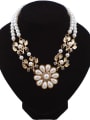 thumb Fashion Resin Flower Double Artificial Pearls Alloy Necklace 0