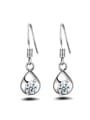 thumb Water Drop Zircons White Gold Plated Drop Earrings 0