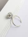 thumb Exaggerated Diamond-shaped Silver Opening Ring 2