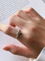 thumb 925 Sterling Silver With Antique Silver Plated Simplistic Irregular Free Size  Rings 2