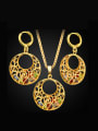 thumb 18K Hollow Multicolor Rhinestones Two Pieces Jewelry Set 0