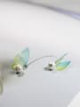 thumb Elegant White Artificial Pearl Butterfly 925 Silver Line Earrings 3