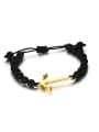 thumb Adjustable Length Gold Plated Black Stone Bracelet 0