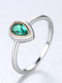 thumb Sterling silver water drop type green semi-precious stone ring 0