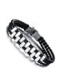 thumb Fashion Three-band Woven PU Chain Titanium Men Bracelet 0