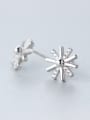 thumb Fashion Snowflake Shaped Rhinestones Silver Stud Earrings 0