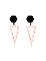 thumb Fashion Hollow Triangle Titanium Stud Earrings 0