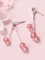 thumb Diurnal style sweet pink crystal beads earrings 0