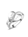 thumb Heart-shape Zircons Silver Plated Copper Ring 0