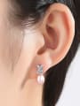 thumb Sterling Silver micro insert 3A zircon Letter X 7-8mm natural Pearl Earrings 1