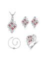 thumb Fashion Zirconias Silver Plated Four Pieces Jewelry Set 0