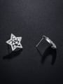 thumb Copper With Platinum Plated Cute Asymmetry Star Moon  Stud Earrings 1