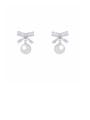thumb Copper With Platinum Plated Simplistic Bowknot Drop Earrings 0