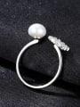 thumb Pure silver zircon snowflake natural freshwater pearl free size ring 4