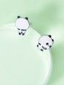 thumb Lovely Panda Shaped S925 Silver Stud Earrings 1