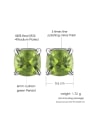 thumb S925 Silver Square Shaped Green Natural Stones Stud Earrings 3