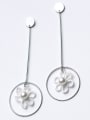 thumb Temperament Flower Shaped S925 Silver Pearl Drop Earrings 1