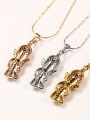 thumb Copper Alloy Gold Plated Vintage God of Fortune Zircon Necklace 2