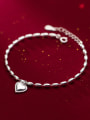 thumb 925 Sterling Silver With Platinum Plated Simplistic Smooth Heart Bracelets 1