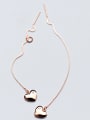 thumb All-match Rose Gold Plated Heart Shaped S925 Silver Line Earrings 0