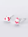 thumb Creative Santa Claus Shaped S925 Silver Enamel Stud Earrings 0