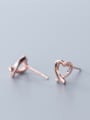 thumb 925 Sterling Silver With Silver Plated Simplistic Geometric intersection Heart Stud Earrings 3