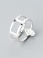 thumb Temperament Double Layer Design Oval S925 Silver Ring 0