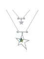 thumb Double Layer Hollow Star Pendant austrian Crystals Alloy Necklace 0
