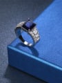 thumb Women Square Shaped Blue Glass Bead Ring 1