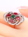 thumb Retro style Double Color Resin stones White Rhinestones Alloy Ring 1