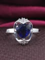 thumb All-match Blue Heart Shaped Zircon Platinum Plated Ring 1