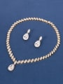 thumb Copper With Cubic Zirconia Delicate Water Drop  Earrings And Necklaces 2 Piece Jewelry Set 4