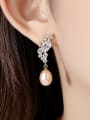 thumb 925 Sterling Silver With Artificial Pearl Personality Flower Drop Earrings 1