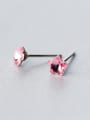 thumb S925 silver pink crystal plum blossom studs stud Earring 2