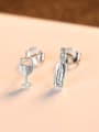 thumb 925 Sterling Silver With Glossy  Simplistic asymmetry Wine bottle Stud Earrings 4