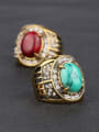 thumb Retro style Gold Plated Red Turquoise stone White Rhinestones Ring 2