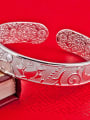 thumb Classical 999 Silver Flowery Patterns-etched Opening Bangle 1