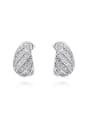 thumb Platinum Plated Eggplant Shaped Crystals Stud Earrings 0