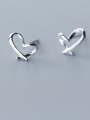 thumb 925 Sterling Silver With Glossy Cute Heart Stud Earrings 2