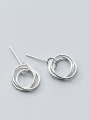 thumb 925 Sterling Silver With Platinum Plated Trendy Round Stud Earrings 0