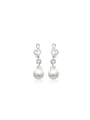 thumb Copper Alloy White Gold Plated Fashion Musical Note Pearl stud Earring 0