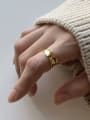 thumb 925 Sterling Silver With Gold Plated Simplistic Wave Curve  Free Size Rings 1