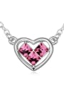 thumb Simple Square austrian Crystals Heart Pendant Alloy Necklace 2