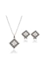 thumb Alloy White Gold Plated Fashion Square-shaped Two Pieces Jewelry Set 0