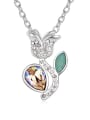 thumb Personalized austrian Crystals-covered Flower Pendant Alloy Necklace 1