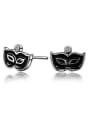 thumb Personalized Black Tiny Mask 925 Sterling Silver Stud Earrings 0