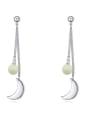 thumb Simple Little Moon Patterns Imitation Pearls Alloy Drop Earrings 2